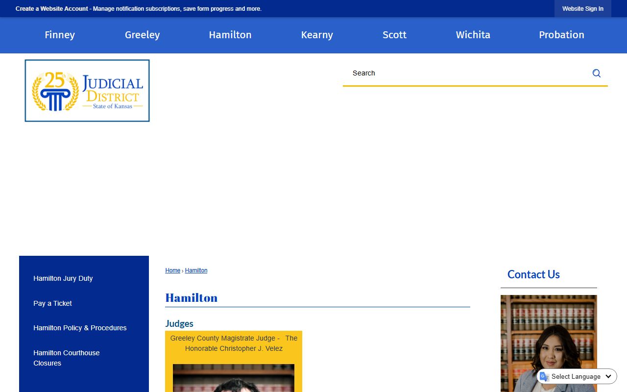 Hamilton County court records after arrest contact page for the 25th Judicial District